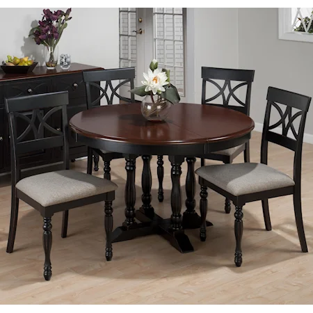 Round Table and Scroll Chair Set